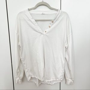 White Henley Button Up Long Sleeve Shirt | Aritzia | Wilfred